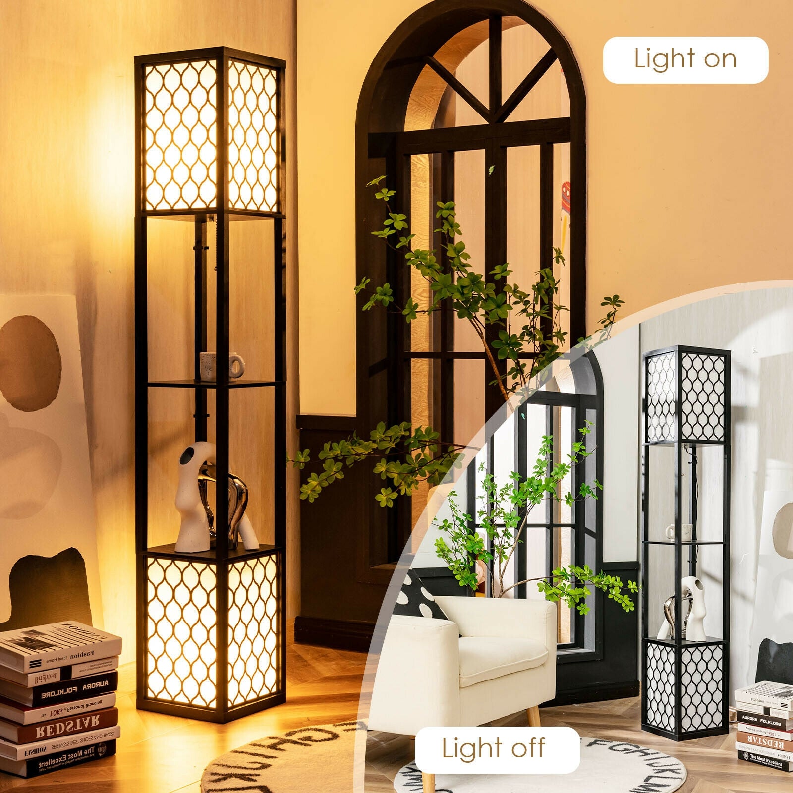 Modern Freestanding Floor Lamp, Double Pull Chain, Foot Switch, Black Table & Floor Lamps at Gallery Canada