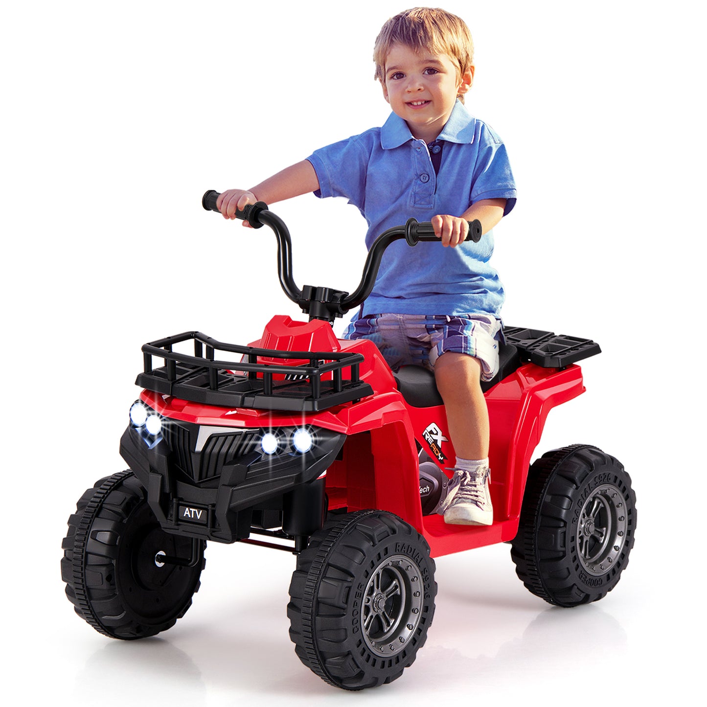 6V Kids Ride On Electric ATV with LED Headlights and MP3 Player, Red Powered Ride On Toys at Gallery Canada