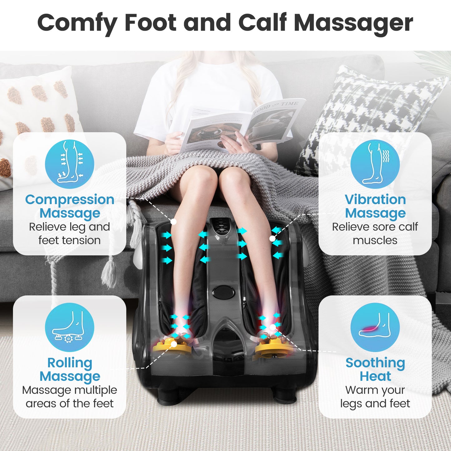 Foot and Calf Massager Shiatsu Foot Massager Machine with Tilt Base, Gray Foot Massager at Gallery Canada