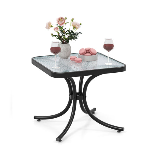 Tempered Glass Top Patio Table with Heavy-duty Metal Frame for Garden Poolside, Black Patio Coffee Tables Black at Gallery Canada