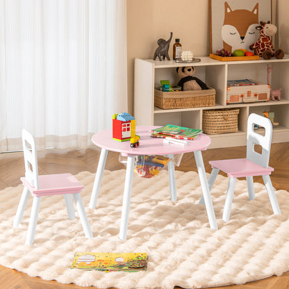 Wood Activity Kids Table and Chair Set with Center Mesh Storage for Snack Time and Homework, Pink Kids Table & Chair Sets at Gallery Canada