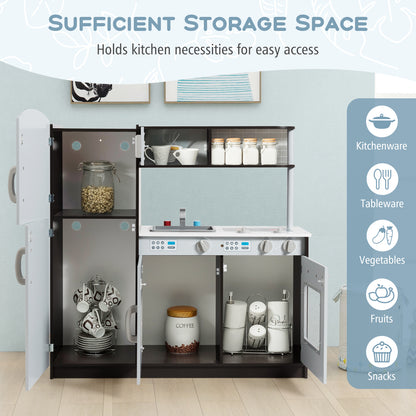 Kids Pretend Play Kitchen Cooking Set with Simulated Sound, Gray Play Kitchen Sets at Gallery Canada