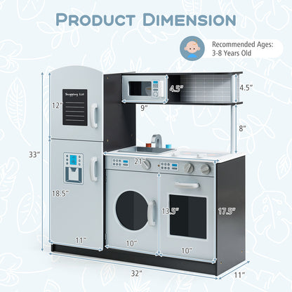 Kids Pretend Play Kitchen Cooking Set with Simulated Sound, Gray Play Kitchen Sets at Gallery Canada