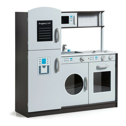 Kids Pretend Play Kitchen Cooking Set with Simulated Sound, Gray Play Kitchen Sets at Gallery Canada