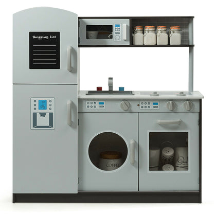 Kids Pretend Play Kitchen Cooking Set with Simulated Sound, Gray Play Kitchen Sets at Gallery Canada