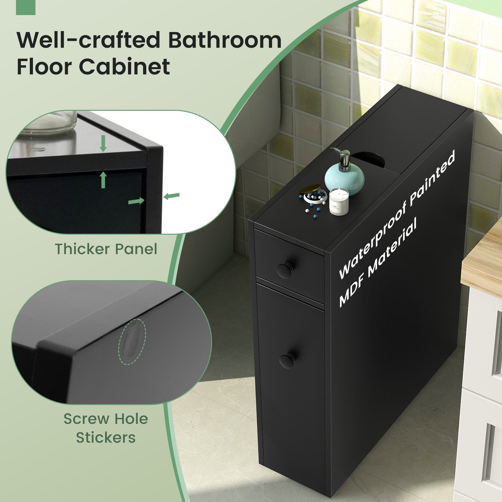 Bathroom Cabinet, Space Saver Storage Organizer, Black Floor Cabinets at Gallery Canada