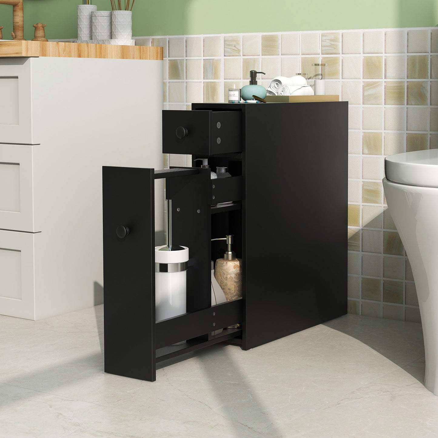 Bathroom Cabinet, Space Saver Storage Organizer, Black Floor Cabinets at Gallery Canada