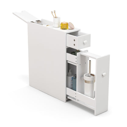 White Bathroom Cabinet Space Saver Storage Organizer, White