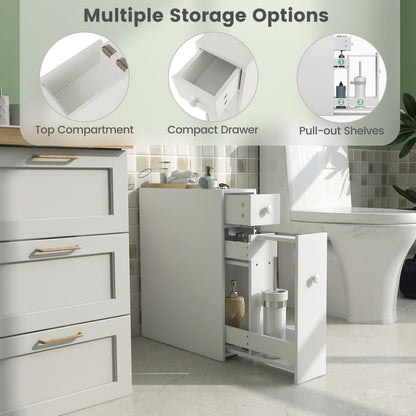 White Bathroom Cabinet Space Saver Storage Organizer, White
