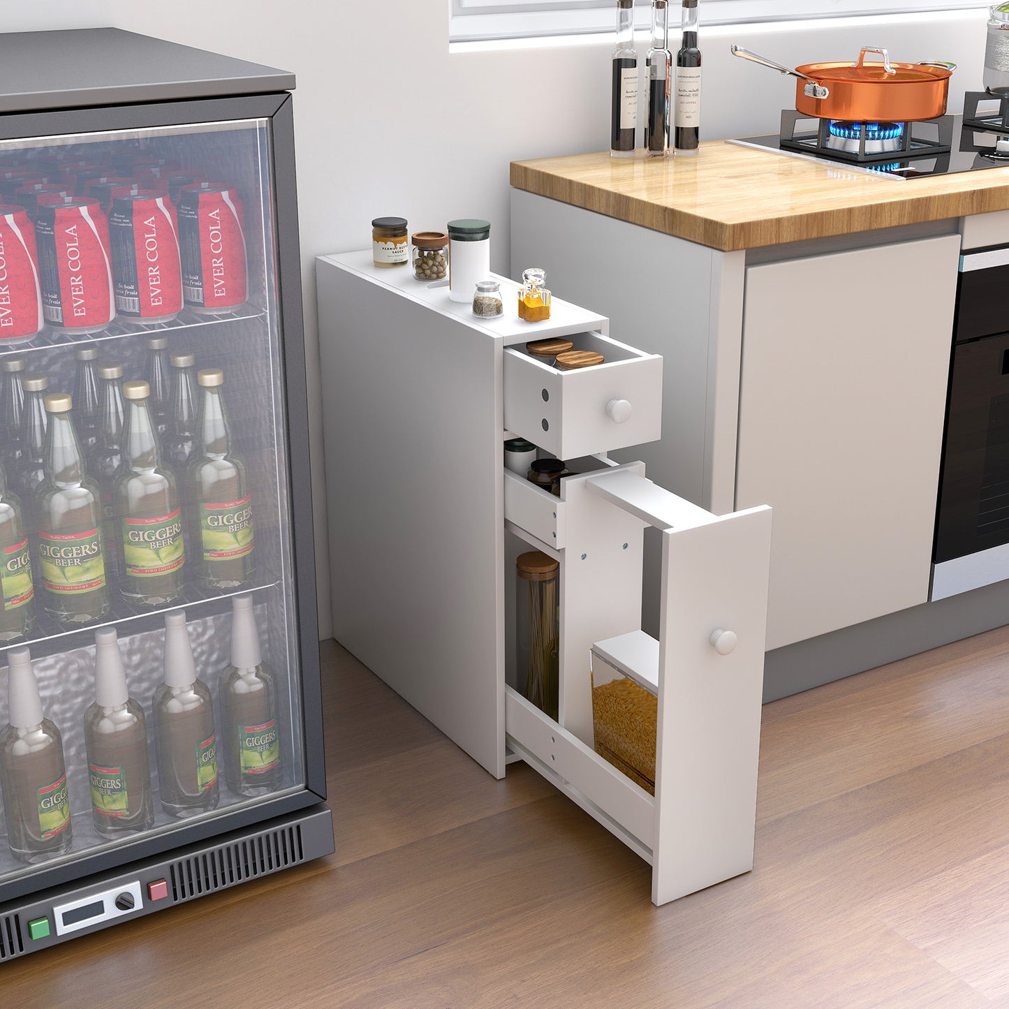 White Bathroom Cabinet Space Saver Storage Organizer, White