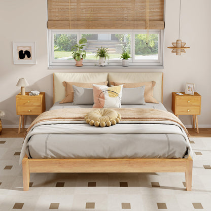 Nightstand Mid-century Modern Bedside Table with 2 Drawers, Natural Nightstands at Gallery Canada