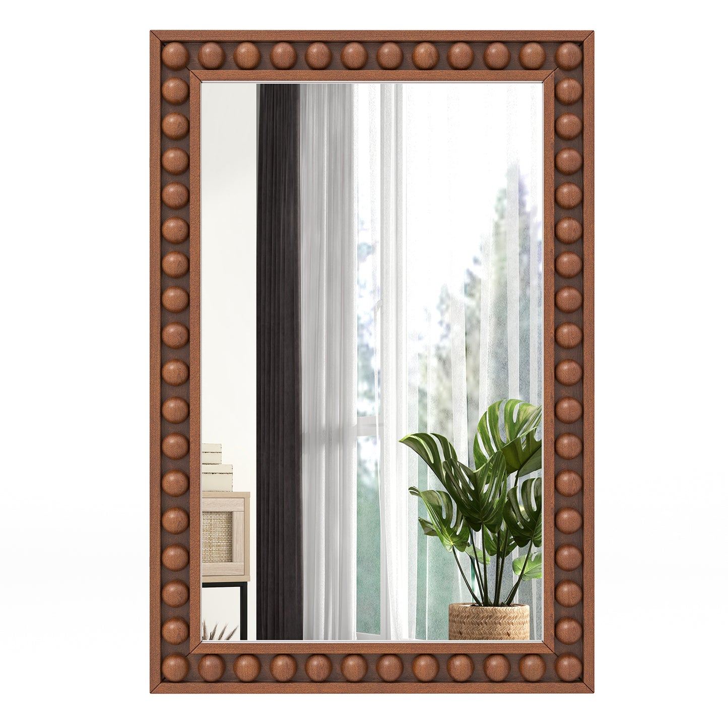 24 x 36 Inches Rustic Wall Mirror, Solid Wood Frame, Brown Wall Mirrors Brown at Gallery Canada