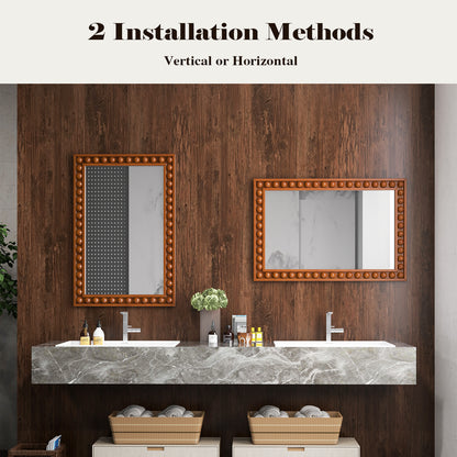 24 x 36 Inches Rustic Wall Mirror with Solid Wood Frame for Living Room Bedroom, Brown Wall Mirrors at Gallery Canada