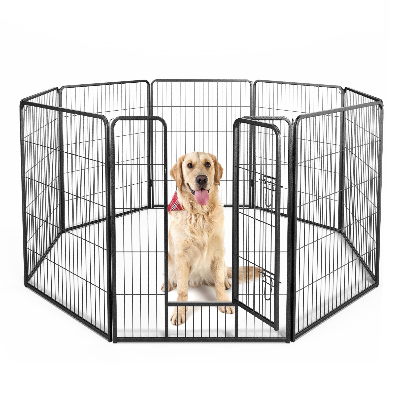 8 Panel 40 Inch Height Pet Fence Indoor Outdoor-40 inches, Black Pet Gate at Gallery Canada