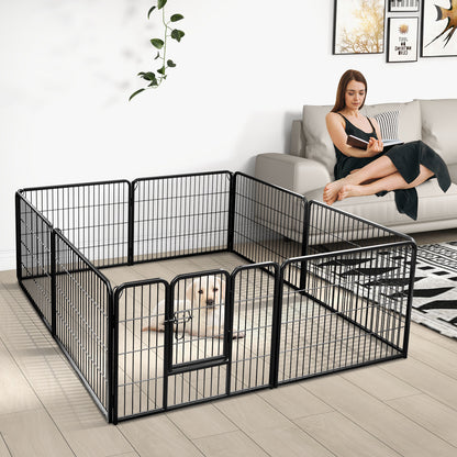 8 Panel 24 Inch Height Pet Fence Indoor Outdoor-24 inch, Black Pet Gate at Gallery Canada