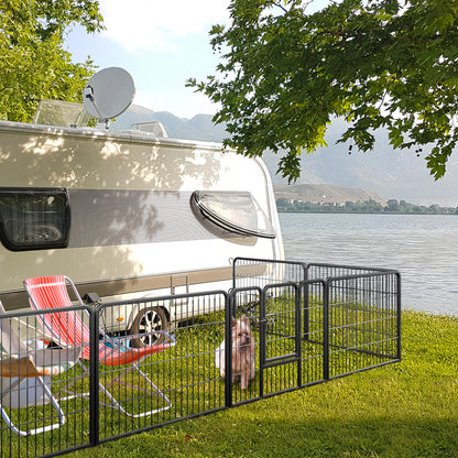 8 Panel 24 Inch Height Pet Fence Indoor Outdoor-24 inch, Black Pet Gate at Gallery Canada