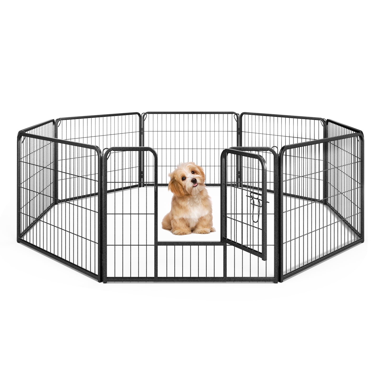 8 Panel Pet Fence, 24 Inch Height, Indoor Outdoor, Black Pet Gate Black at Gallery Canada