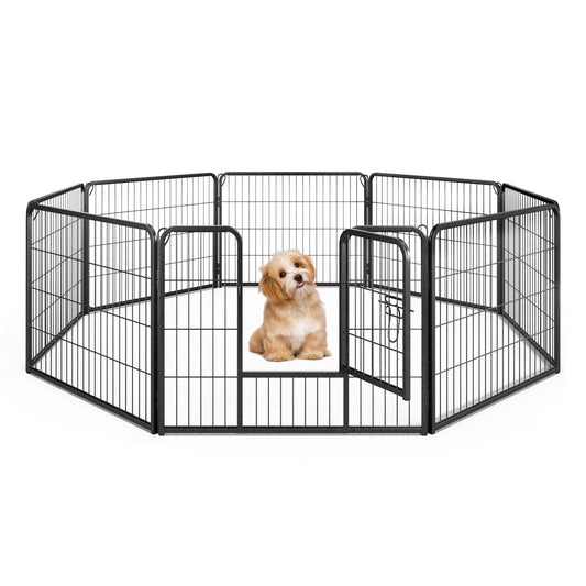 8 Panel Pet Fence, 24 Inch Height, Indoor Outdoor, Black Pet Gate Black at Gallery Canada