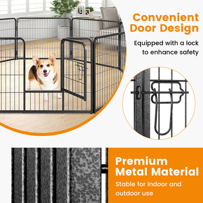 8 Panel 24 Inch Height Pet Fence Indoor Outdoor-24 inch, Black Pet Gate at Gallery Canada