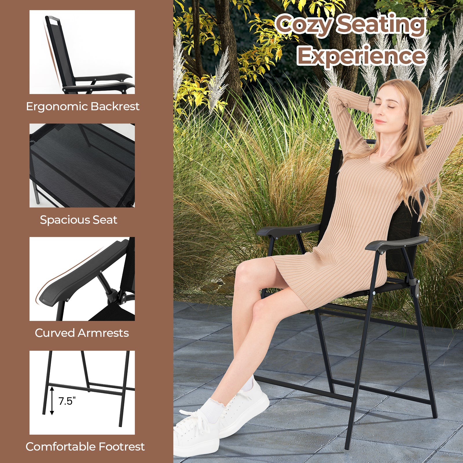 3 Pieces Outdoor Bar Stool Set with DPC Tabletop and Umbrella Hole for Poolside, Black Patio Conversation Sets at Gallery Canada