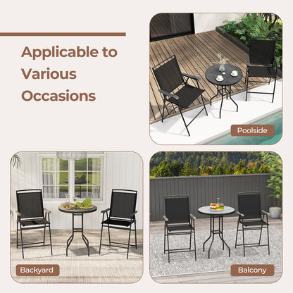 3 Pieces Outdoor Bar Stool Set with DPC Tabletop and Umbrella Hole for Poolside, Black Patio Conversation Sets at Gallery Canada
