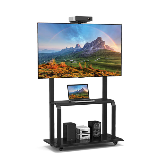 Mobile TV Stand With Camera Shelf, AV Shelves, 32-80 Inch, Black Entertainment Centers & TV Stands Black at Gallery Canada