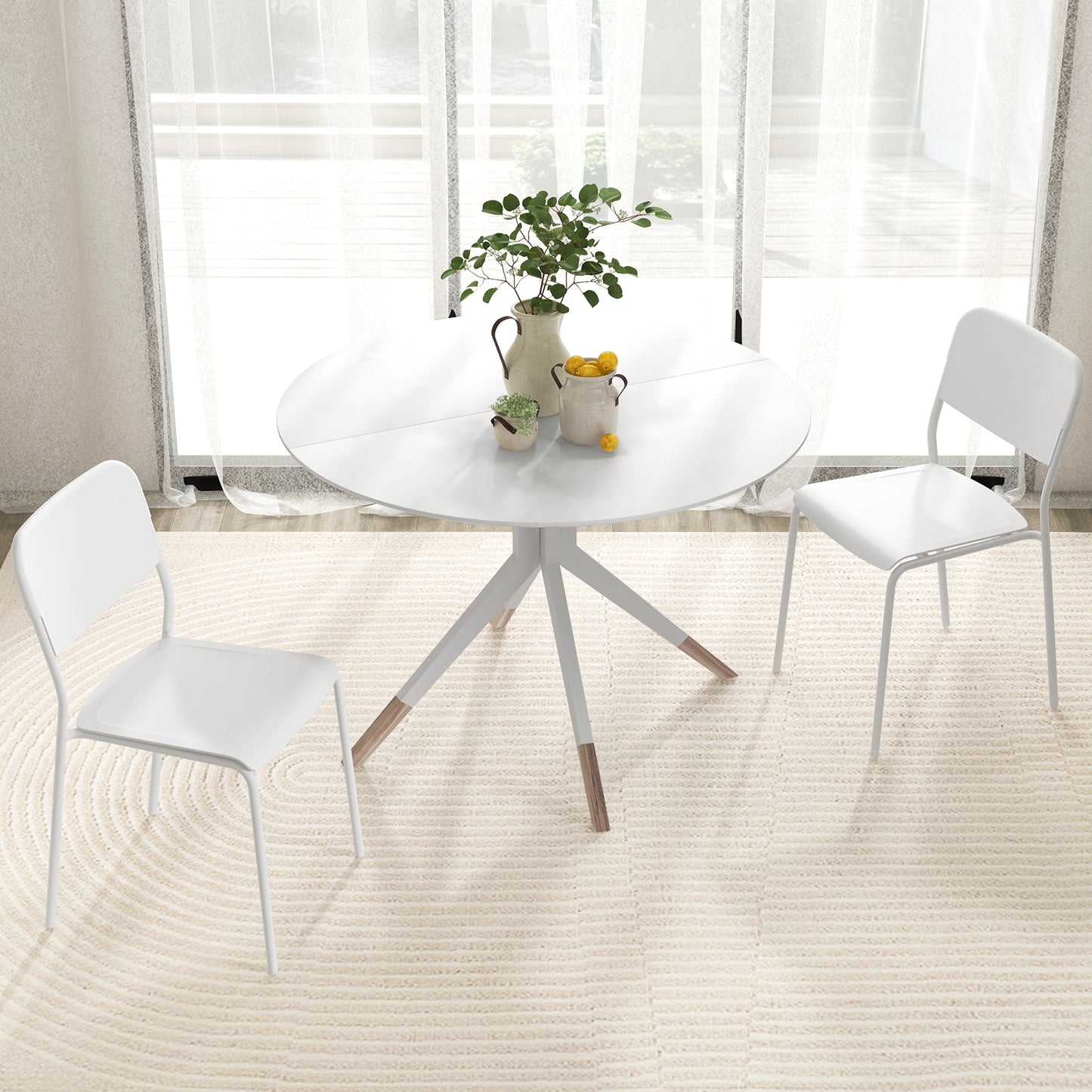 Modern Dining Chairs Set of 4 with Tilted Backrest and Sturdy Metal Legs, White Dining Chairs at Gallery Canada