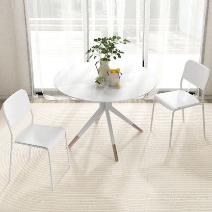 Modern Dining Chairs Set of 4 with Tilted Backrest and Sturdy Metal Legs, White Dining Chairs at Gallery Canada