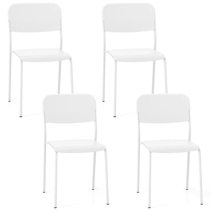 Modern Dining Chairs Set of 4 with Tilted Backrest and Sturdy Metal Legs, White Dining Chairs White at Gallery Canada