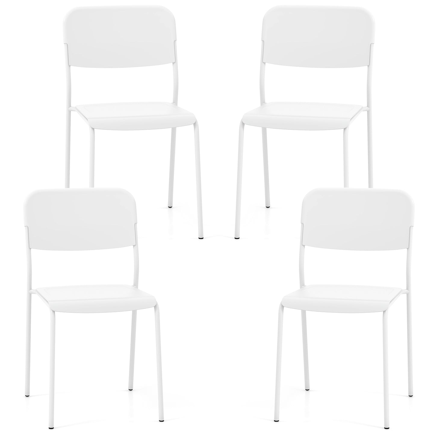 Modern Dining Chairs Set of 4 with Tilted Backrest and Sturdy Metal Legs, White Dining Chairs at Gallery Canada