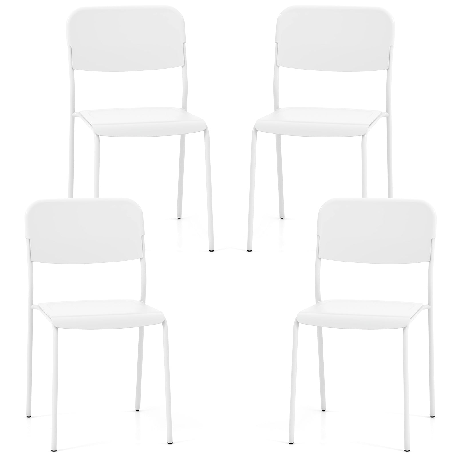 Modern Dining Chairs Set of 4 with Tilted Backrest and Sturdy Metal Legs, White Dining Chairs at Gallery Canada