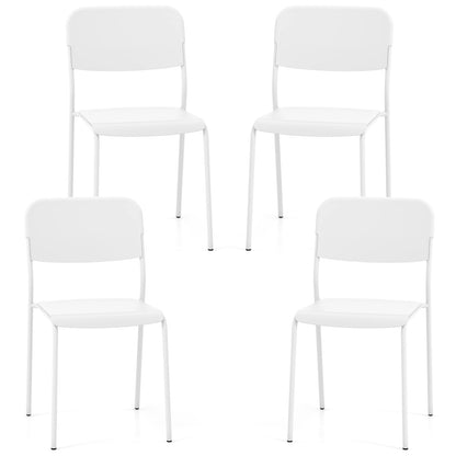 Modern Dining Chairs Set of 4 with Tilted Backrest and Sturdy Metal Legs, White Dining Chairs at Gallery Canada