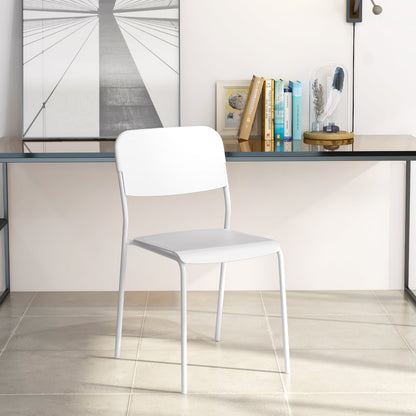 Modern Dining Chairs Set of 4 with Tilted Backrest and Sturdy Metal Legs, White Dining Chairs at Gallery Canada