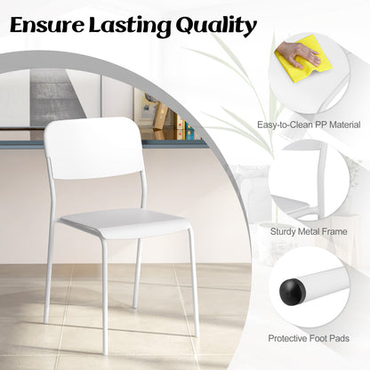 Modern Dining Chairs Set of 4 with Tilted Backrest and Sturdy Metal Legs, White Dining Chairs at Gallery Canada