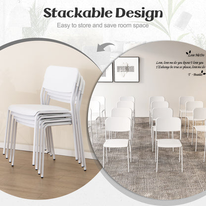 Modern Dining Chairs Set of 4 with Tilted Backrest and Sturdy Metal Legs, White Dining Chairs at Gallery Canada