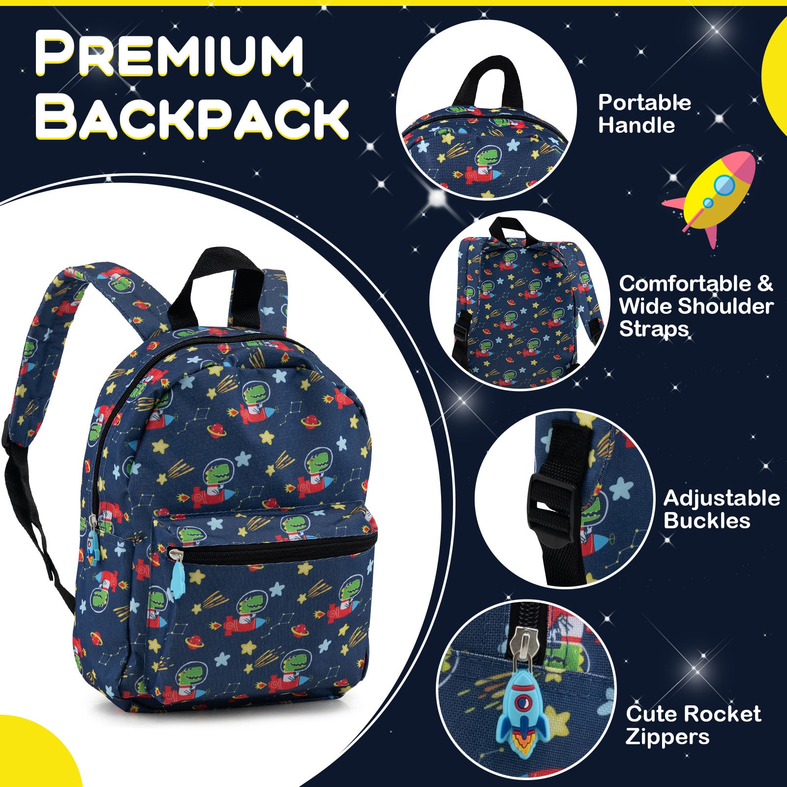 5 Piece Kids Luggage Set with Backpack Neck Pillow Name Tag Lunch Bag, Dark Blue Kids Luggage at Gallery Canada