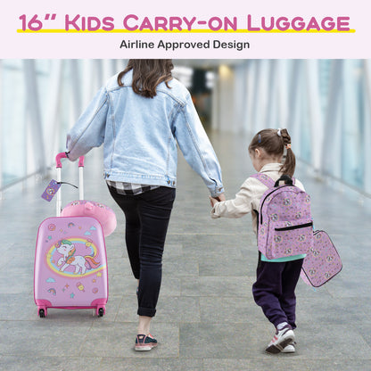 5 Piece Kids Luggage Set with Backpack Neck Pillow Name Tag Lunch Bag, Purple Kids Luggage at Gallery Canada