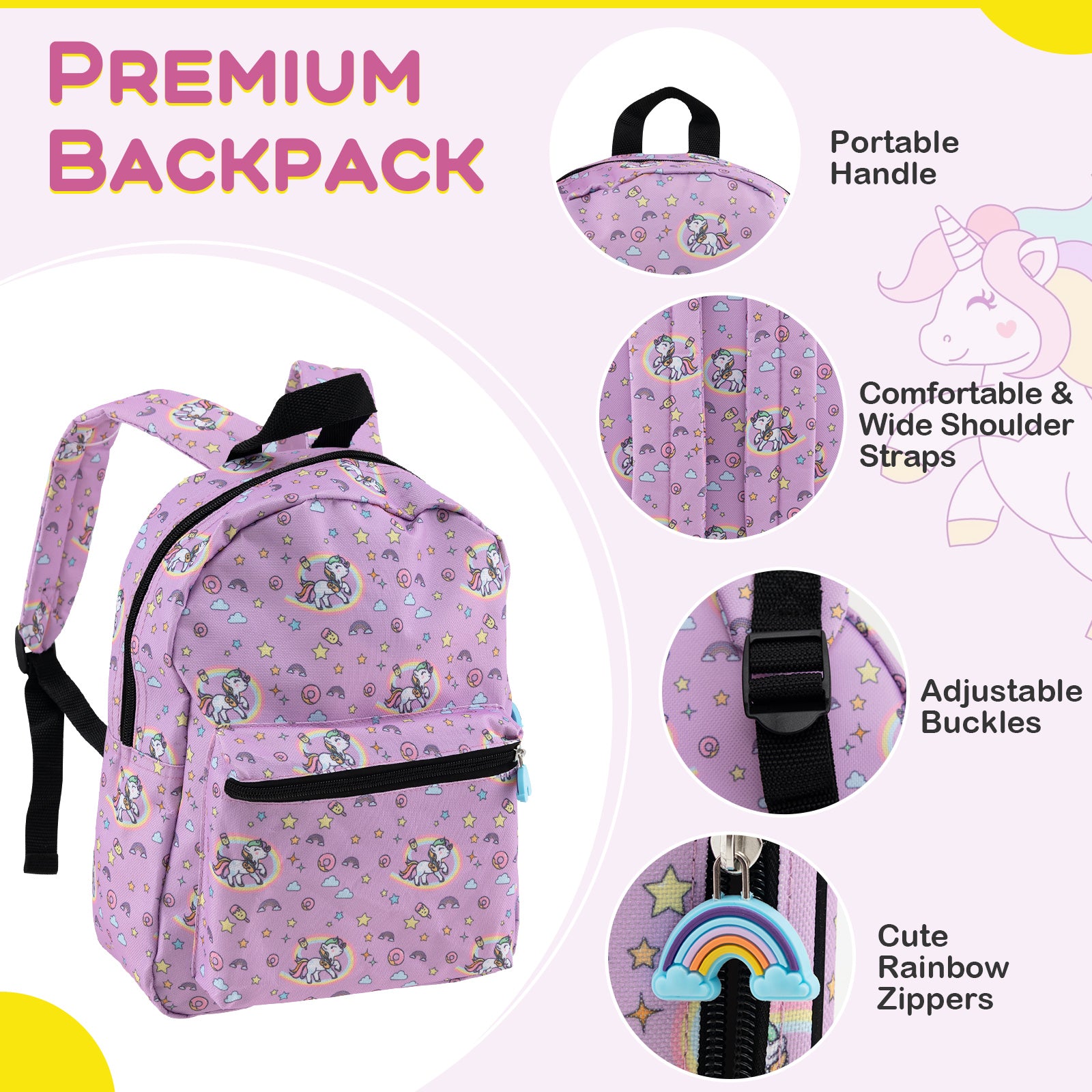 5 Piece Kids Luggage Set with Backpack Neck Pillow Name Tag Lunch Bag, Purple Kids Luggage at Gallery Canada