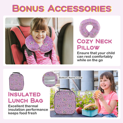 5 Piece Kids Luggage Set with Backpack Neck Pillow Name Tag Lunch Bag, Purple Kids Luggage at Gallery Canada