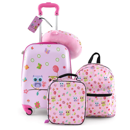 5 Piece Kids Luggage Set, With Backpack Neck Pillow Name Tag Lunch Bag, Pink Kids Luggage Pink at Gallery Canada