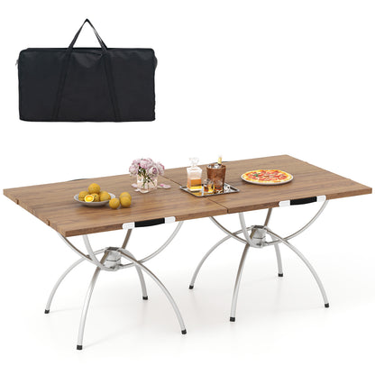 Folding Camping Table, 2 Pack, Wood-Grain Tabletop, Natural Camping Furniture Natural at Gallery Canada