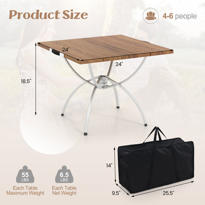 2 Pack Folding Camping Table with Wood-grain Tabletop for Hiking Party, Natural Camping Furniture at Gallery Canada