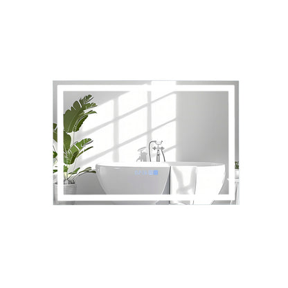 LED Bathroom Mirror Wall Mounted Rectangle Mirror with 3-Color Dimmable Lights-S, Silver Wall Mirrors Silver at Gallery Canada