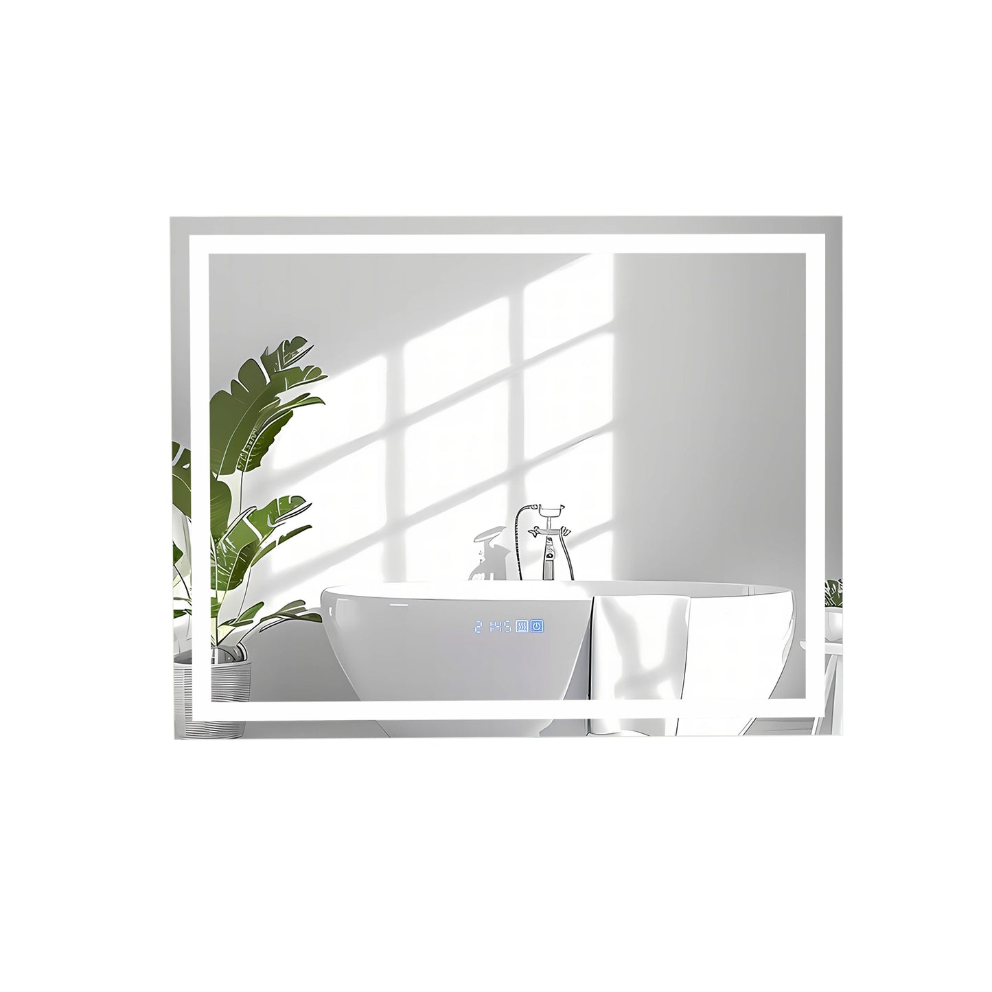 LED Bathroom Mirror, Wall Mounted, Rectangle, 3-Color Dimmable Lights, M, White Wall Mirrors White at Gallery Canada