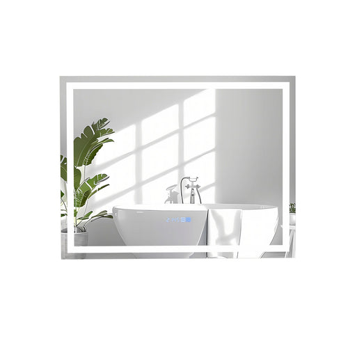 LED Bathroom Mirror, Wall Mounted, Rectangle, 3-Color Dimmable Lights, M, White