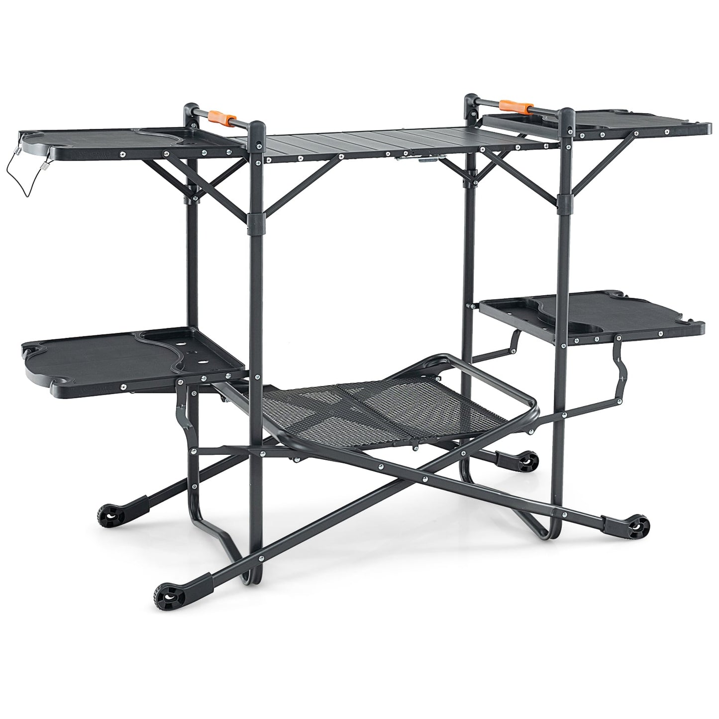 Folding Portable Outdoor Cook Station, Heat-Resistant Aluminum Tabletop, Black Camping Furniture Black at Gallery Canada
