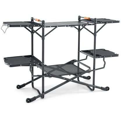 Folding Portable Outdoor Cook Station, Heat-Resistant Aluminum Tabletop, Black Camping Furniture Black at Gallery Canada