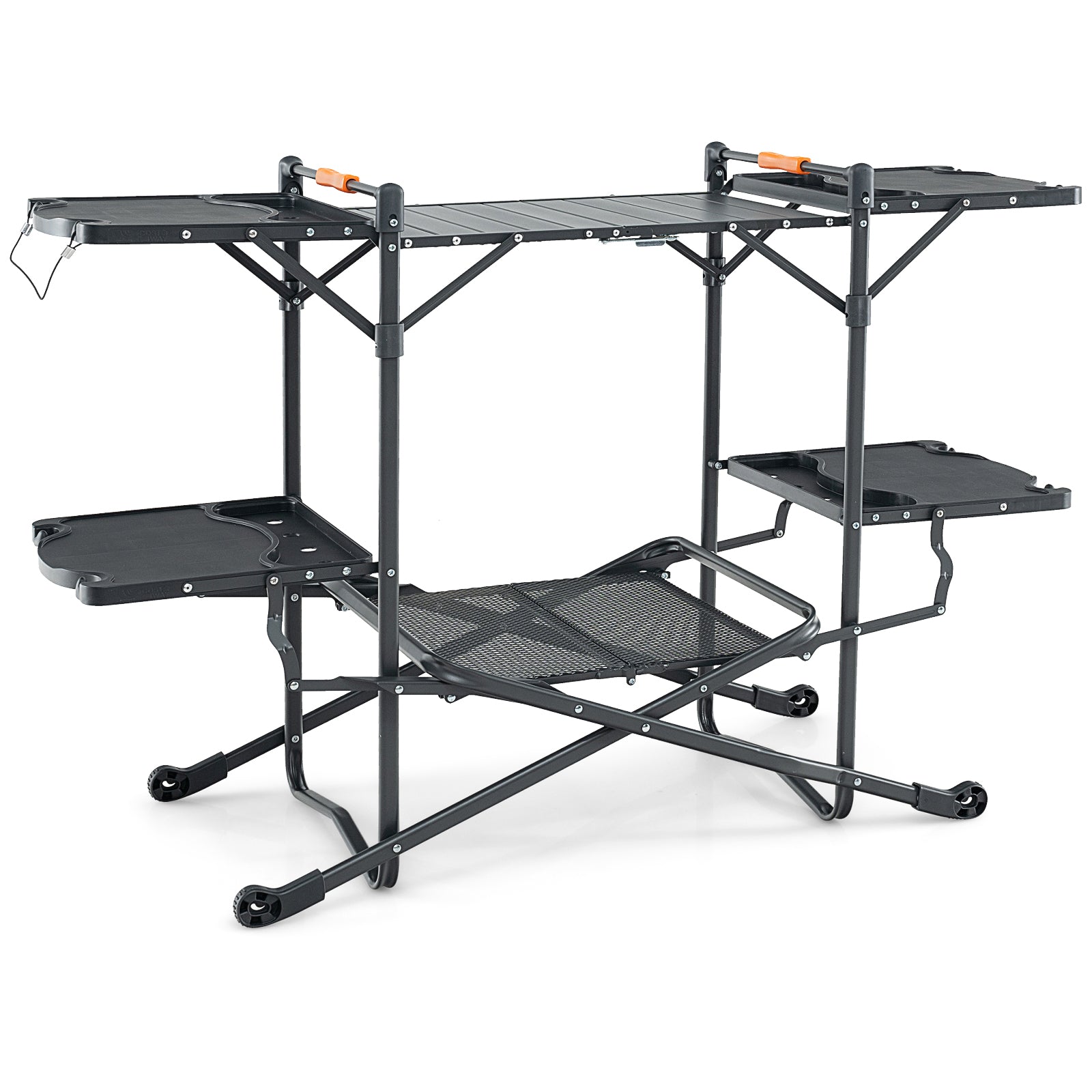 Folding Portable Outdoor Cook Station with Heat-Resistant Aluminum Tabletop, Black Camping Furniture Black at Gallery Canada