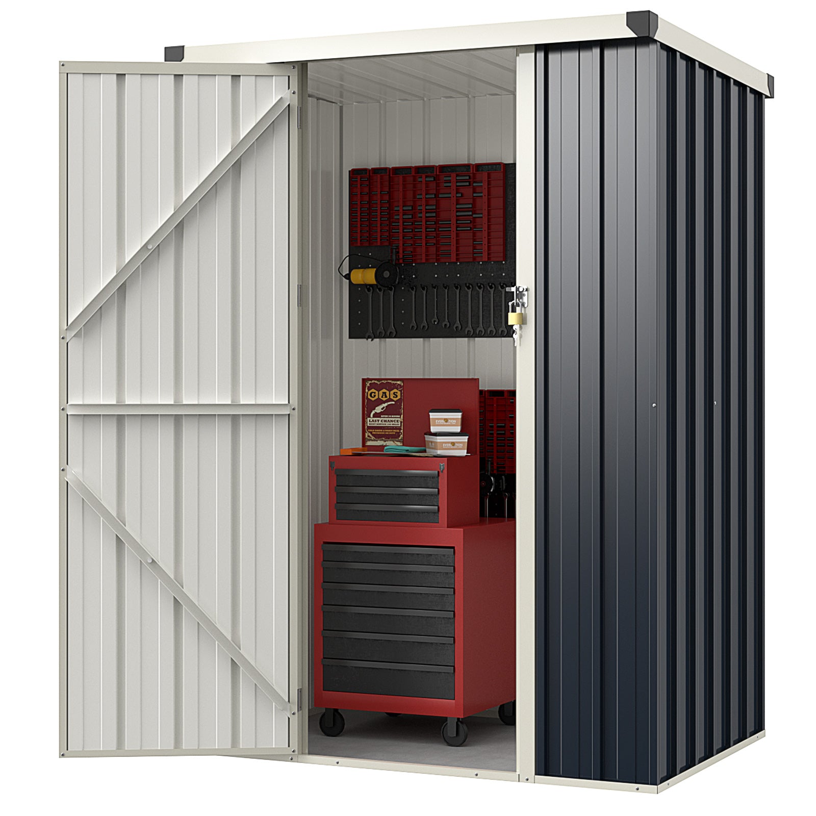 4 x 3 FT Metal Outdoor Storage Shed with Lockable Door, Gray Sheds & Outdoor Storage at Gallery Canada