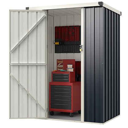 4 x 3 FT Metal Outdoor Storage Shed with Lockable Door, Gray Sheds & Outdoor Storage at Gallery Canada